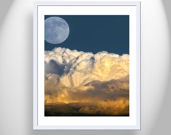 Moon Art Storm Cloud Photography Print with Tucson Arizona Monsoon