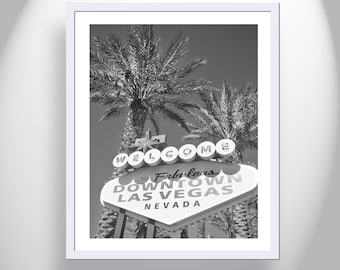 Las Vegas Vintage Neon Sign Photograph in Black and White