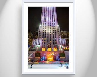 Wall Decor with Picture of Rockefeller Center Ice Skating Rink