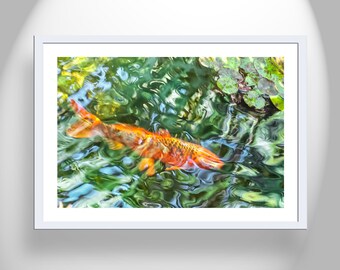 Surreal Psychedelic Fish Picture as Abstract Wall Decor for Home or Office