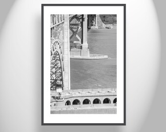 Kayak Art Print at Golden Gate Bridge in Black and White at The Presidio National Park Fort Point Northern California