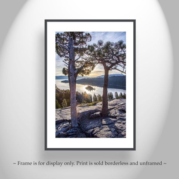 Sierra Tahoe Black and White Print with Emerald Bay as Wall Decor for Home