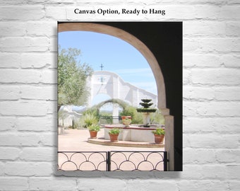 Southwestern Themed Wall Art with Tucson Arizona Historic Church Courtyard