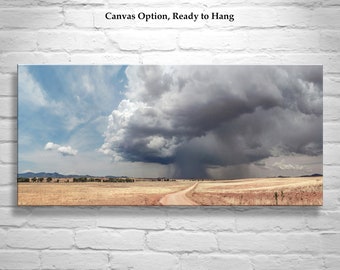 Home Wall Decor with Panoramic Prairie Storm Landscape