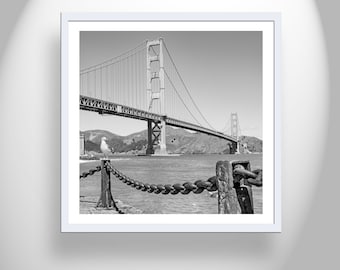 Black and White Art Photography of Golden Gate Bridge at Fort Point The Presidio National Park