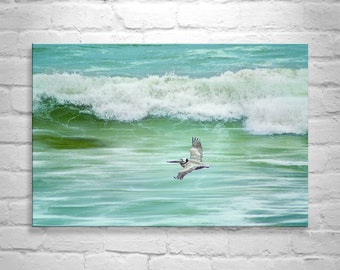 Bird Wall Art with Pelican in Flight at San Diego Beach