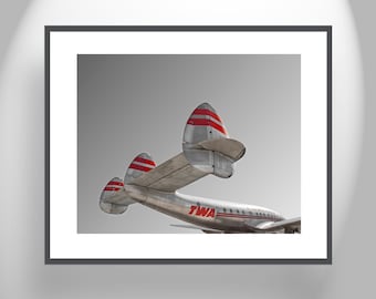 TWA Aviation Art with Lockheed Constellation Aircraft as Gift for Pilot