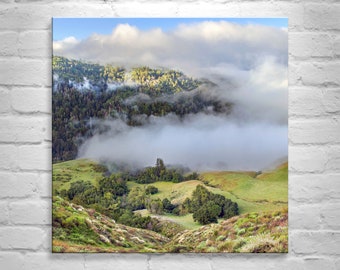 Landscape Art Print for Home with Santa Lucia California Coastal Mountains at Big Sur in Ocean Fog