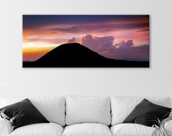 Living Room Home Decor with Western Sunset Landscape Panoramic Art at Lava Beds National Monument