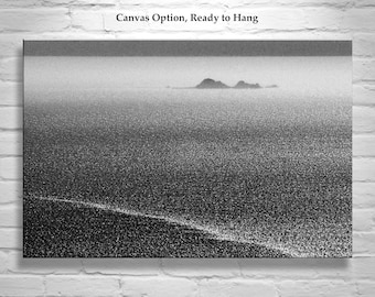 Marin County Ocean Photography with Farallon Islands in Black and White as Art Gift