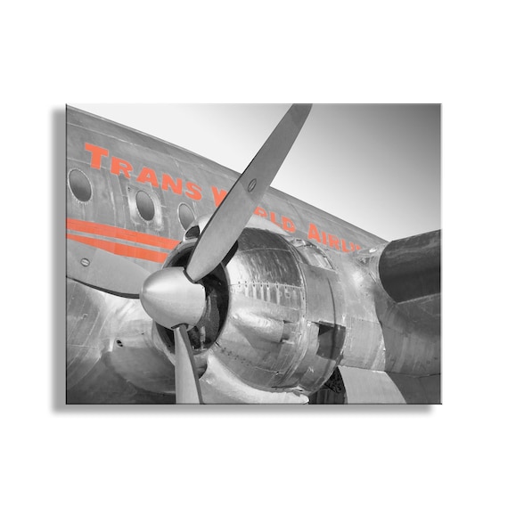Vintage TWA Constellation Airplane Photograph: Retro Aviation Art
