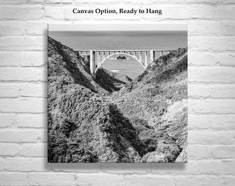 Big Sur Photography in Black and White with Bixby Creek Bridge California Coastal Mountains