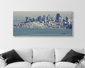 Panoramic Wall Art Picture of San Francisco Skyline Bay Area Coastal Print for Living Room