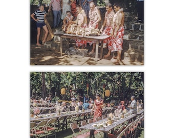 Midcentury Wall Art | Vintage Hawaiian Luau Photography Prints Set of 2 | Hawaii Wall Decor