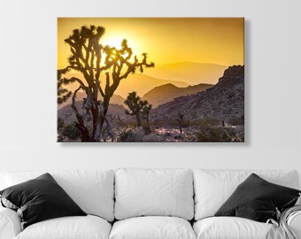 Joshua Tree Cactus Sunset Art Print in Southern California Mojave Desert as Wall Decor for Home