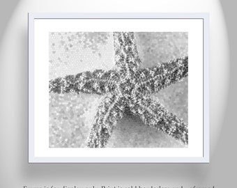 Black and White Photograph of Starfish as Bath Decor Ocean Inspired Art Print