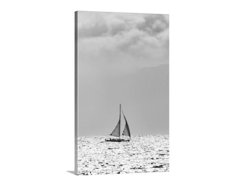 Sailboat Photography Print in Black and White on San Francisco Bay
