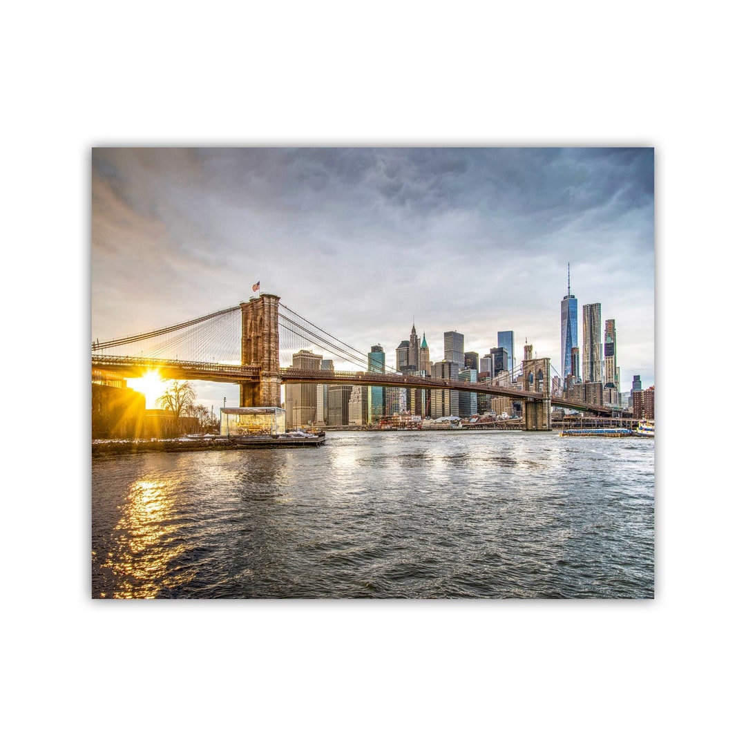 Brooklyn Bridge Sunset Photograph: New York City Skyline Art Print - Etsy
