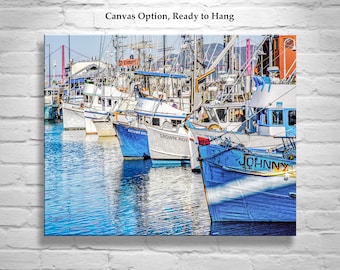 Fishermans Wharf Framed Picture in San Francisco California with Old Fishing Boats