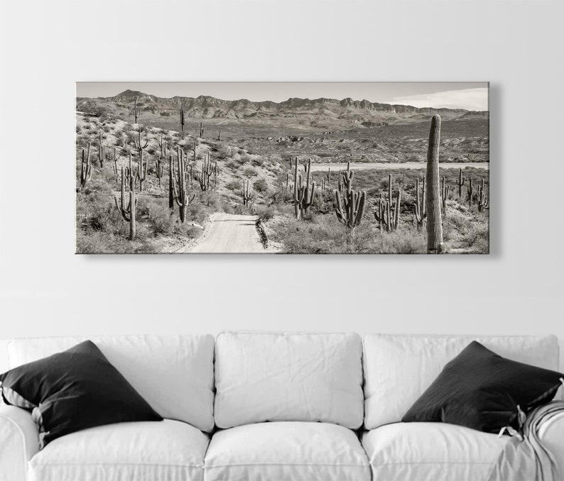 Desert Panoramic Art with Saguaro Cactus in Tucson Arizona image 2