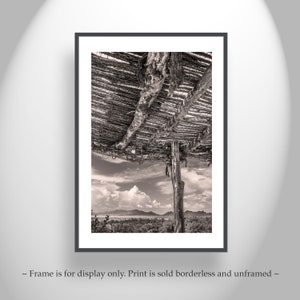 Southwest Wall Decor with Desert Ocotillo Ramada in Black and White Warm Sepia Tone