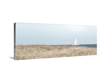 Block Island Sailing Art Print Panorama with Beach Grass as Beautiful Wall Decor for Home