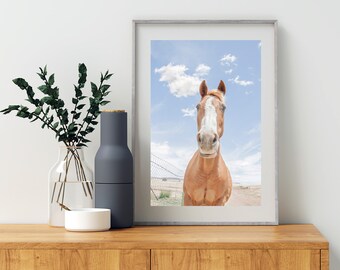 Horse Art Print with Prairie Landscape as Ranch Style Wall Decor