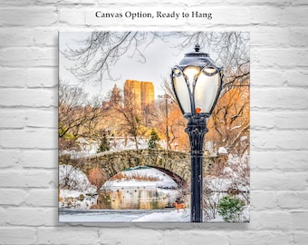 Central Park Photography with Gapstow Bridge in Winter as New York City Urban Art Print