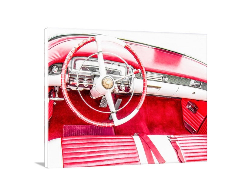 Wall Art Print of Red and White Cadillac Automobile