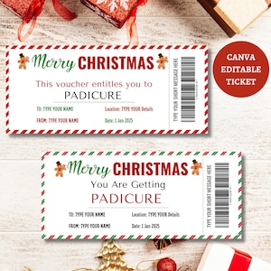 Bearbeitbarer Weihnachts-Pediküre-Coupon. Pediküre Ticket. Pediküre Geschenkkarte. Pediküre Geschenk. Mani Pedi Geschenk. Salon Ticket.Salon Geschenk