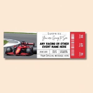 Editable Car Racing Ticket Template: Surprise Event Gift (digital ...