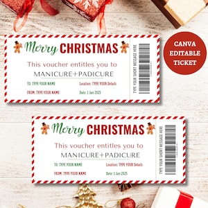 Bearbeitbare Weihnachtsgeschenkkarte für Mani Pedi. Weihnachtsgeschenk. Maniküre und Pediküre Gutschein. Maniküre Coupon. Pediküre Gutschein.