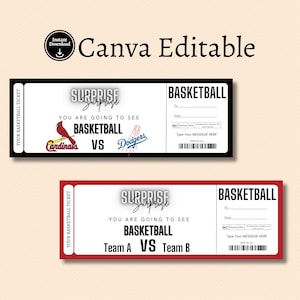 INSTANTLY EDIT Basketball Game Ticket Stub Template Gift Souvenir , Sports Tickets Christmas , Basketball ticket, Game ticket