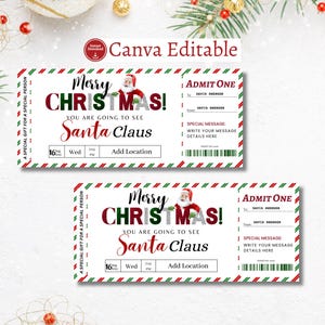 Santa Ticket zum Ausdrucken, Santa's Grotto Ticketvorlage, Überraschungs-Santa-Besuchsticket, Besuch beim Weihnachtsticket,Santa-Besuchsticket für Kinder