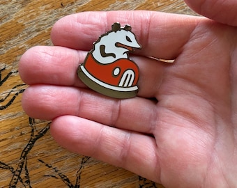 Bumper car possum pin, enamel pin, opossum enamel pin, Mark Sheppard art lapel pin, possum backpack charm