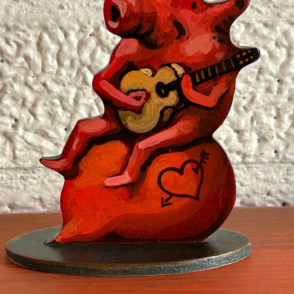 Hand painted handmade wood figurine art