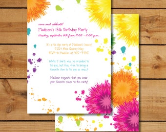 tie dye invitation etsy