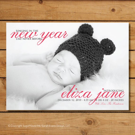 happy new year birth announcement