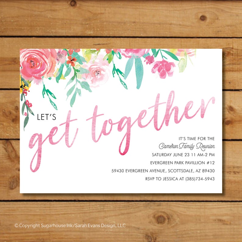 Let's Get Together Family Reunion Invitations Etsy