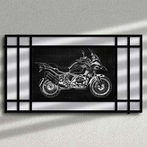 BMW GS ADVENTURE 1250 wall art, Black and White, Motorcycle Art Print, Digital Download, Biker Poster, Wall art