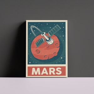 Retro  Mars Digital poster, Planets, Space, Retro digital art,