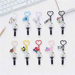 Bangtan Bomb BT21 Acrylic Keychain, BTS Character Bag Charm Freebies, Kpop Cute Keyring Koya Chimmy Tata Cooky RJ Mang Shooky Army Fan Gift