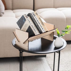 Wooden Book Holder, Desk Book Organizer, Tabletop Bookshelf, Small Book Stand, Book Holder for Desk, Book Storage Rack, Wood Book Display