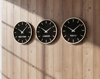 Horloge murale mondiale, horloge de ville personnalisée, horloge murale personnalisée, horloge murale de bureau, horloge murale moderne, horloge de fuseau horaire, grande horloge murale