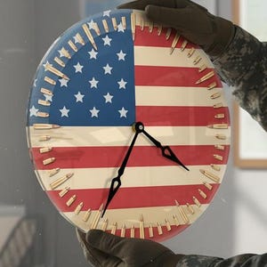 American Flag Wall Clock, Patriotic Wall Clock, Military Wall Clock, USA Flag Clock, Veteran Gift Clock, Army Decor Clock, Bullet Clock