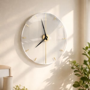 Modern Wall Clock, Minimalist Clock, Large Wall Clock, Office Wall Clock, Acrylic Wall Clock, Contemporary Clock, Round Wall Clock