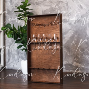 Wedding Champagne Wall Display, Champagne Flute Holder Stand, Wood Champagne Wall Rack, Party Drink Stand, Custom Wedding Drink Wall