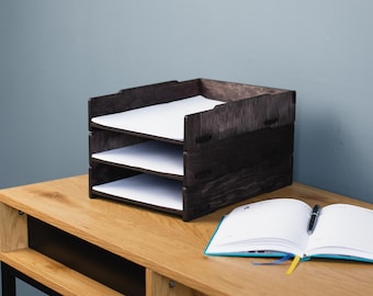 Schreibtisch-Papierablage aus Holz, Dokumentenaufbewahrung, Aktenhalter für Büro, Briefablage aus Holz, Papiersortierregal, moderner Schreibtisch-Organizer