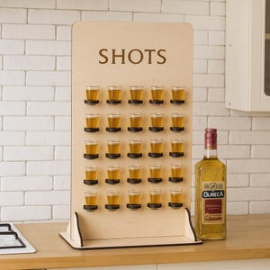 Party Shot Board, Wedding Shot Wall, Wooden Shot Board, Bar Shot Glass Stand, Drink Display Stand, Rustic Shot Board, Custom Shot Wall