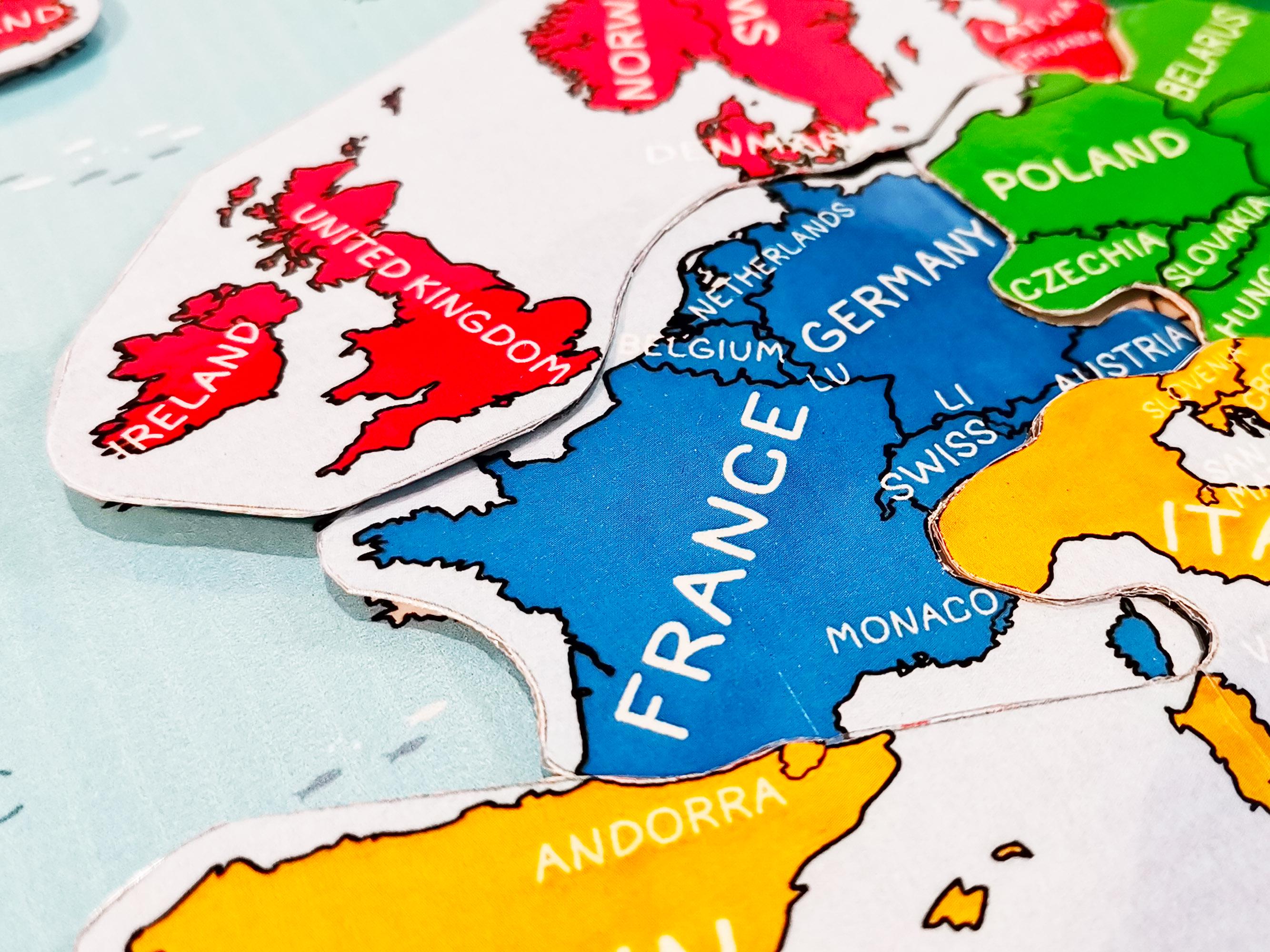 Europe Map Puzzle, Printable Learning Pack, Montessori States